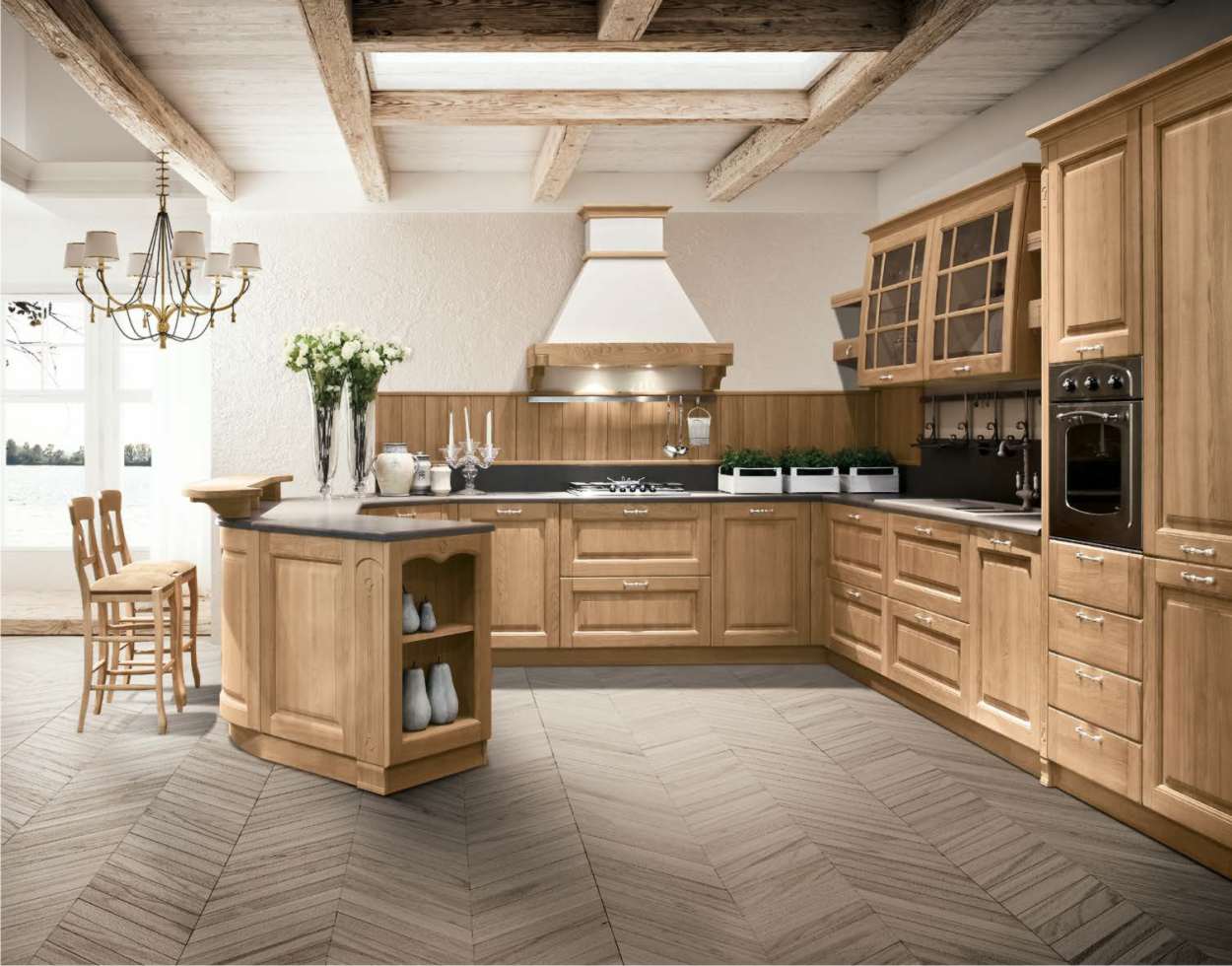 Cucine classiche 18 cucina in legno con penisola
