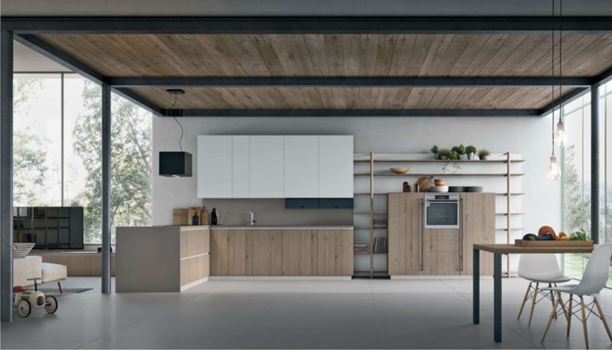 Cucine ad angolo 1 cucina in stile moderno con legno chiaro