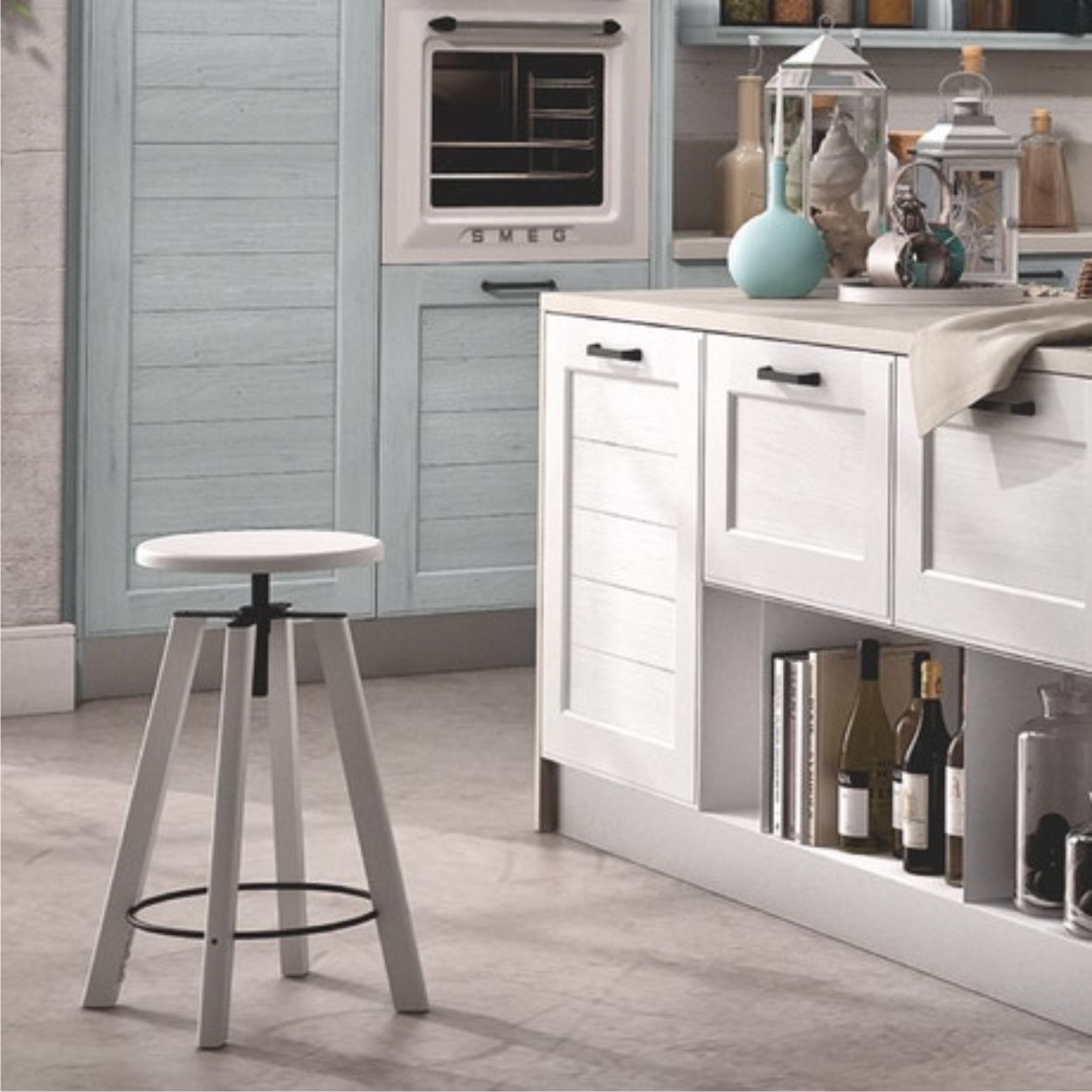cucina bianca e legno contemporanea