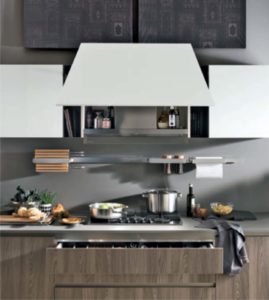 Cucina in noce palomino moderna 4 cappa a trapezio