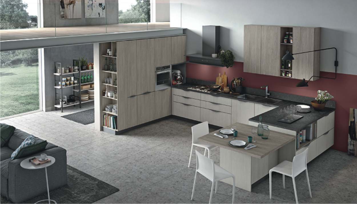 Cucine con penisola 6 angolare a ferro di cavallo