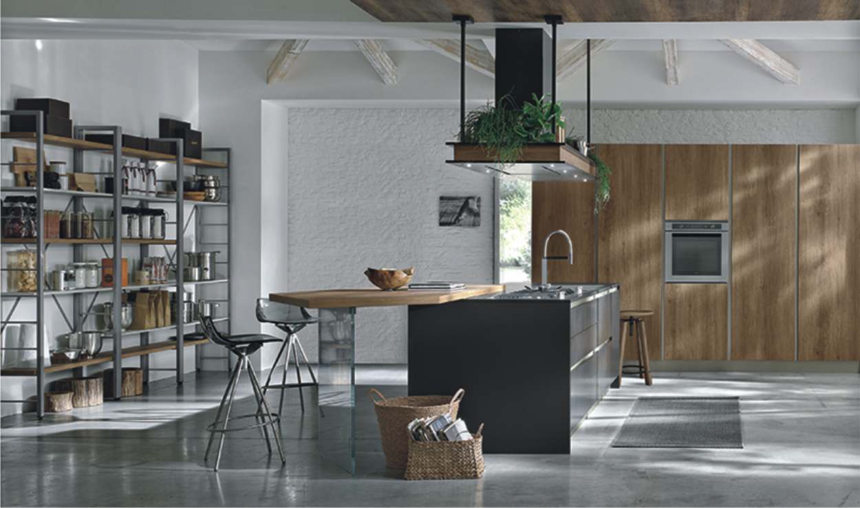 Cucine moderne 38 libreria a giorno in cucina