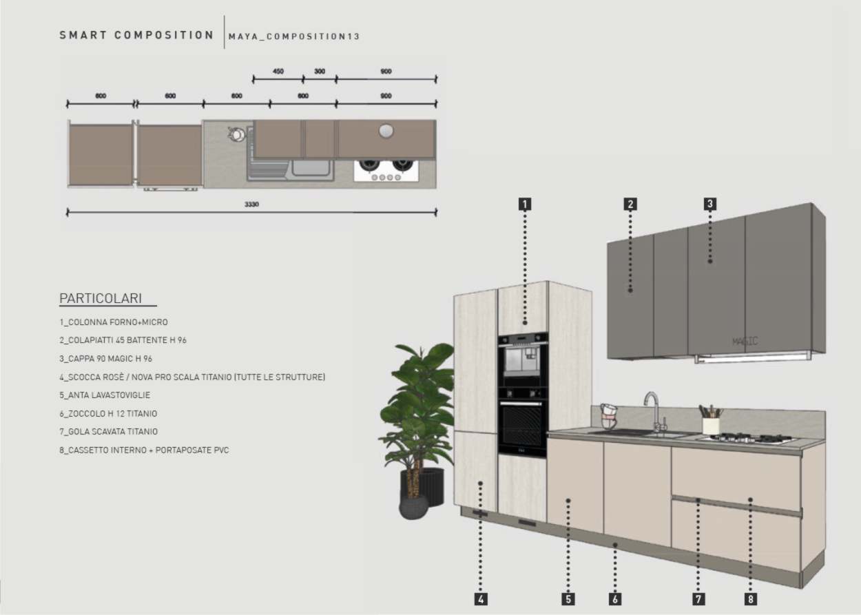 cucina compatta in soli 330 cm