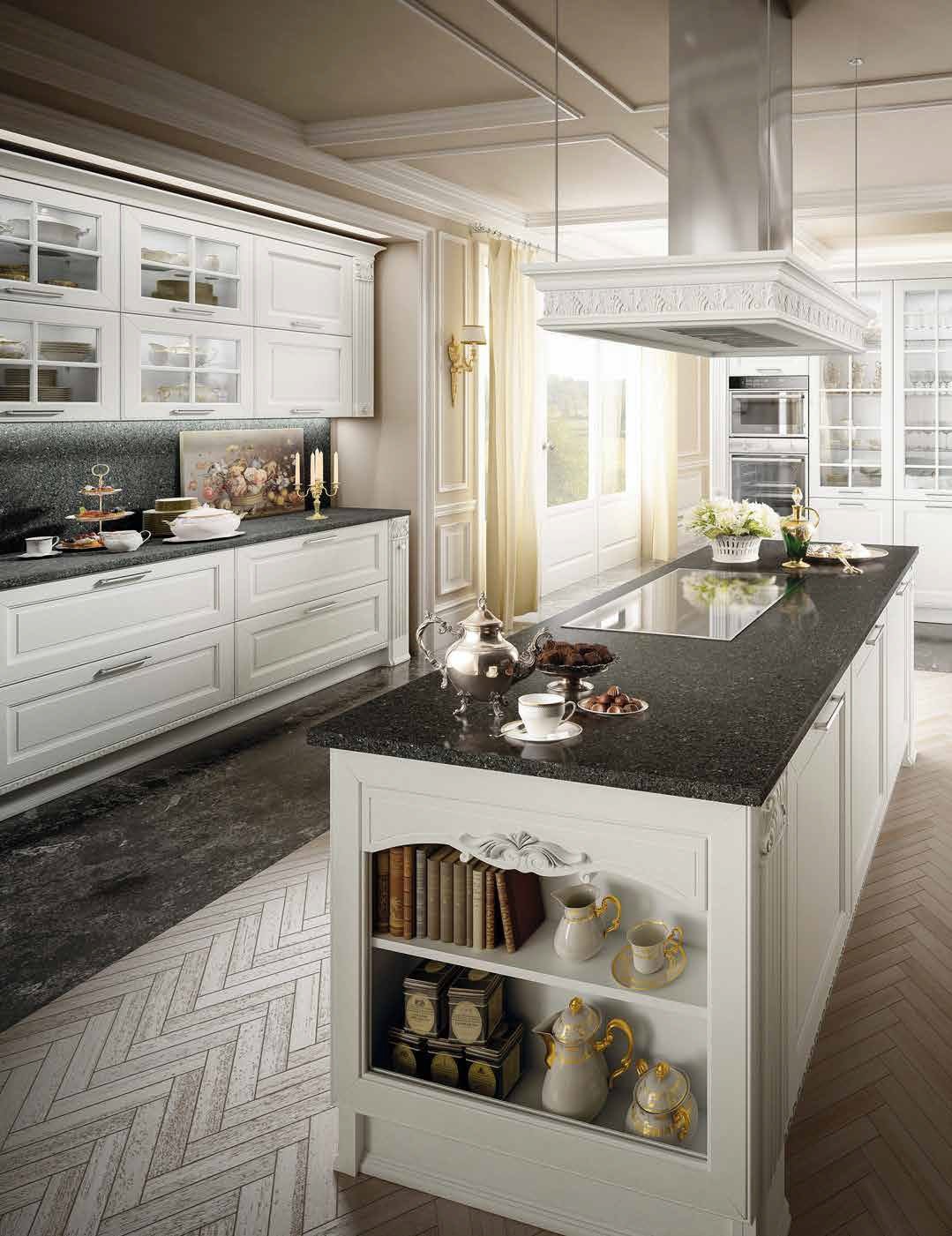 Top cucina in marmo: pregi e difetti 2 cucina classica con piano in pietra di marmo