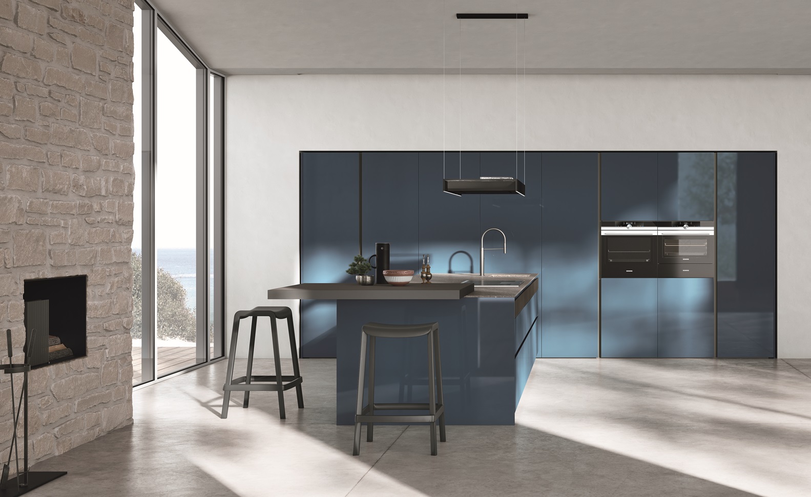 Cucine moderne 42 Stosa Color Trend laccata blu