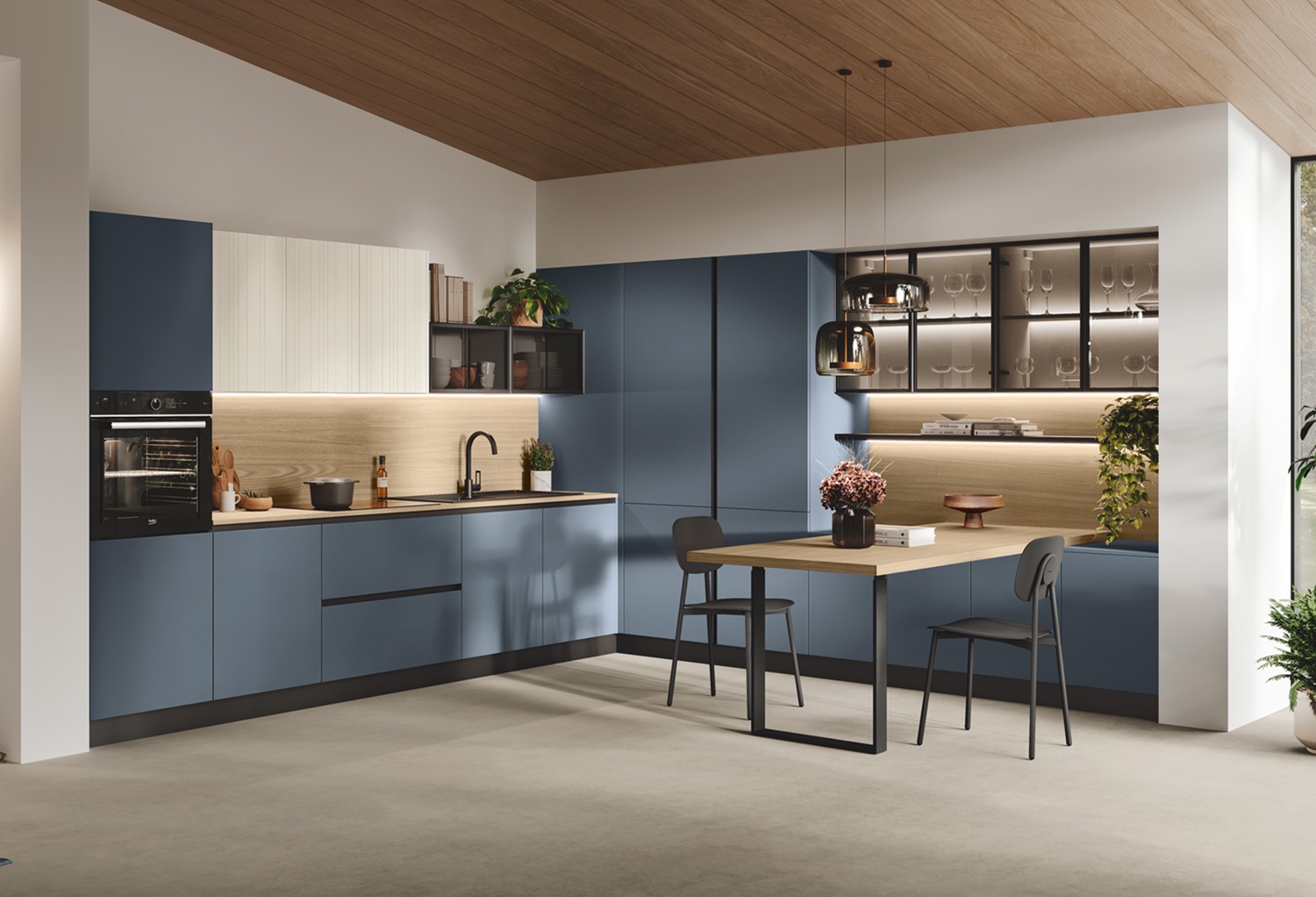 Cucine moderne 27 cucina angolare Kaya blu