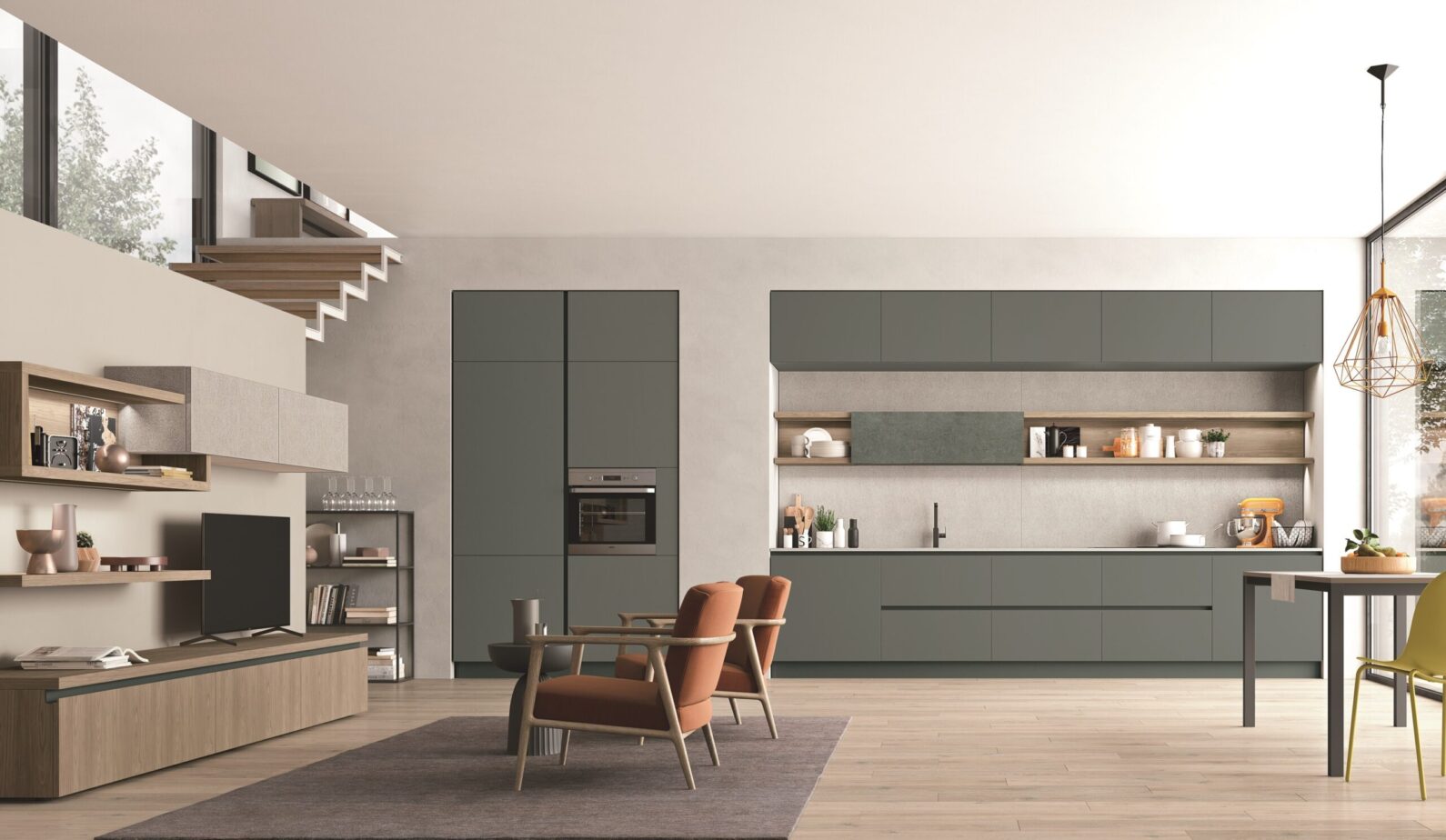 Cucine lineari 18 Cucina Young Verde giada