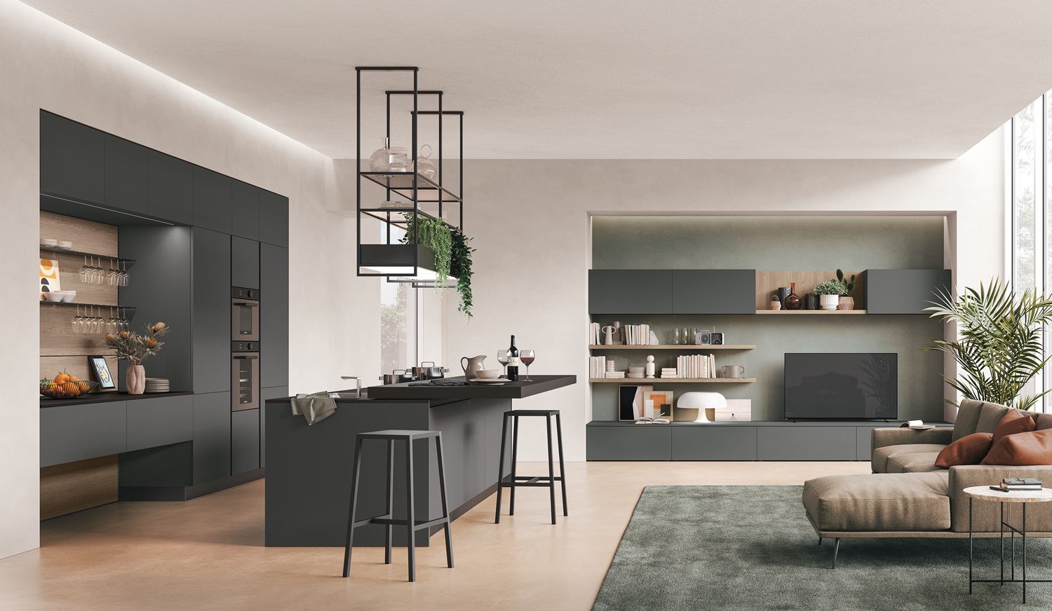 Young: la nuova cucina di Stosa 7 Cucina con isola e zona living abbinata Young