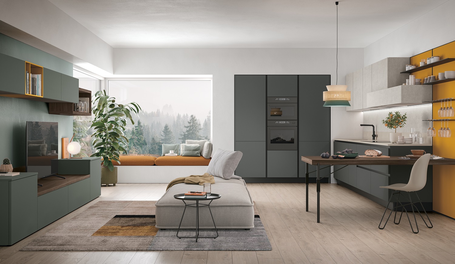 Young: la nuova cucina di Stosa 9 Open space con cucina e living