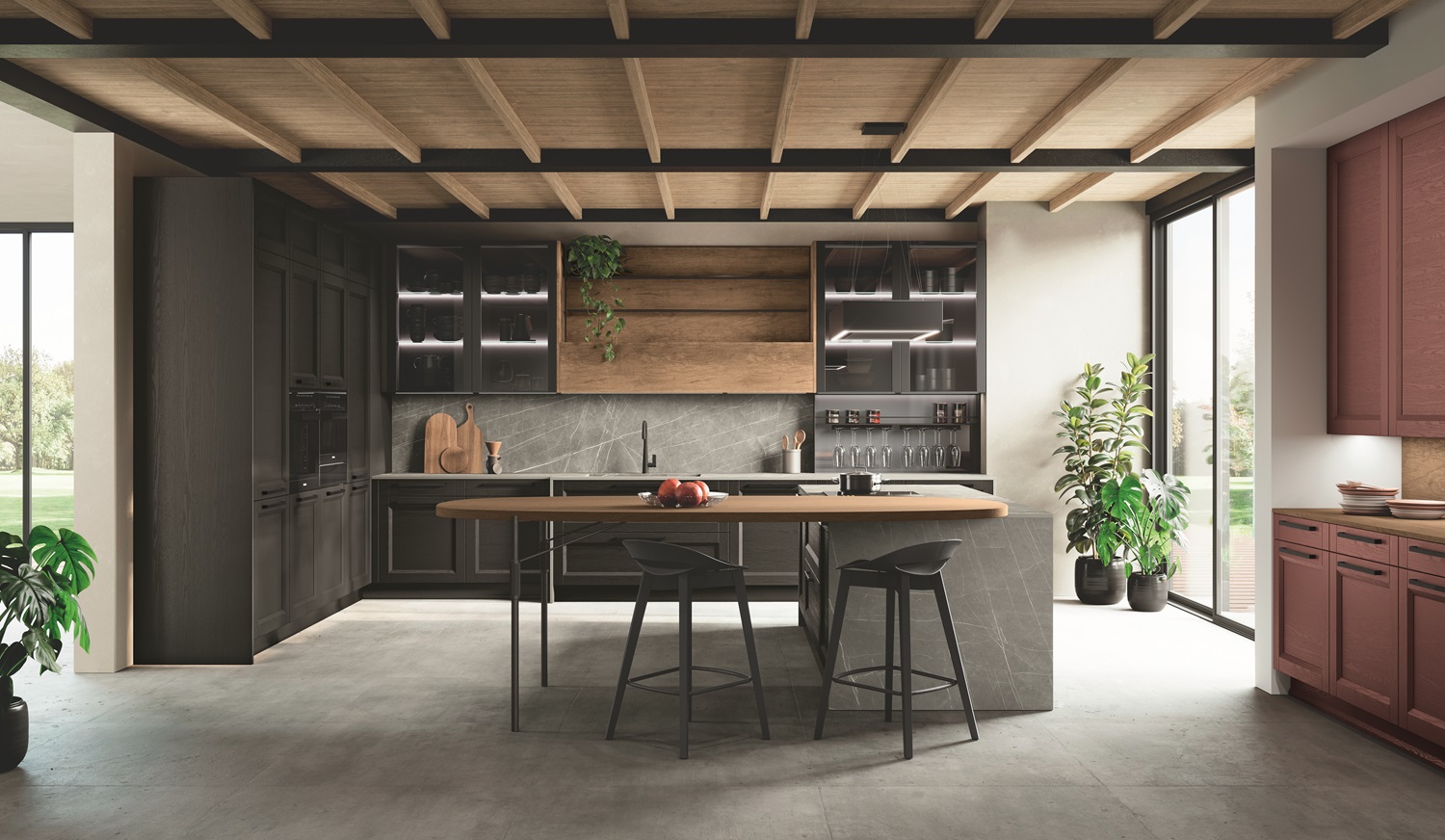 Cucine classiche 6 Cucina scura con ante a telaio modello Beverly