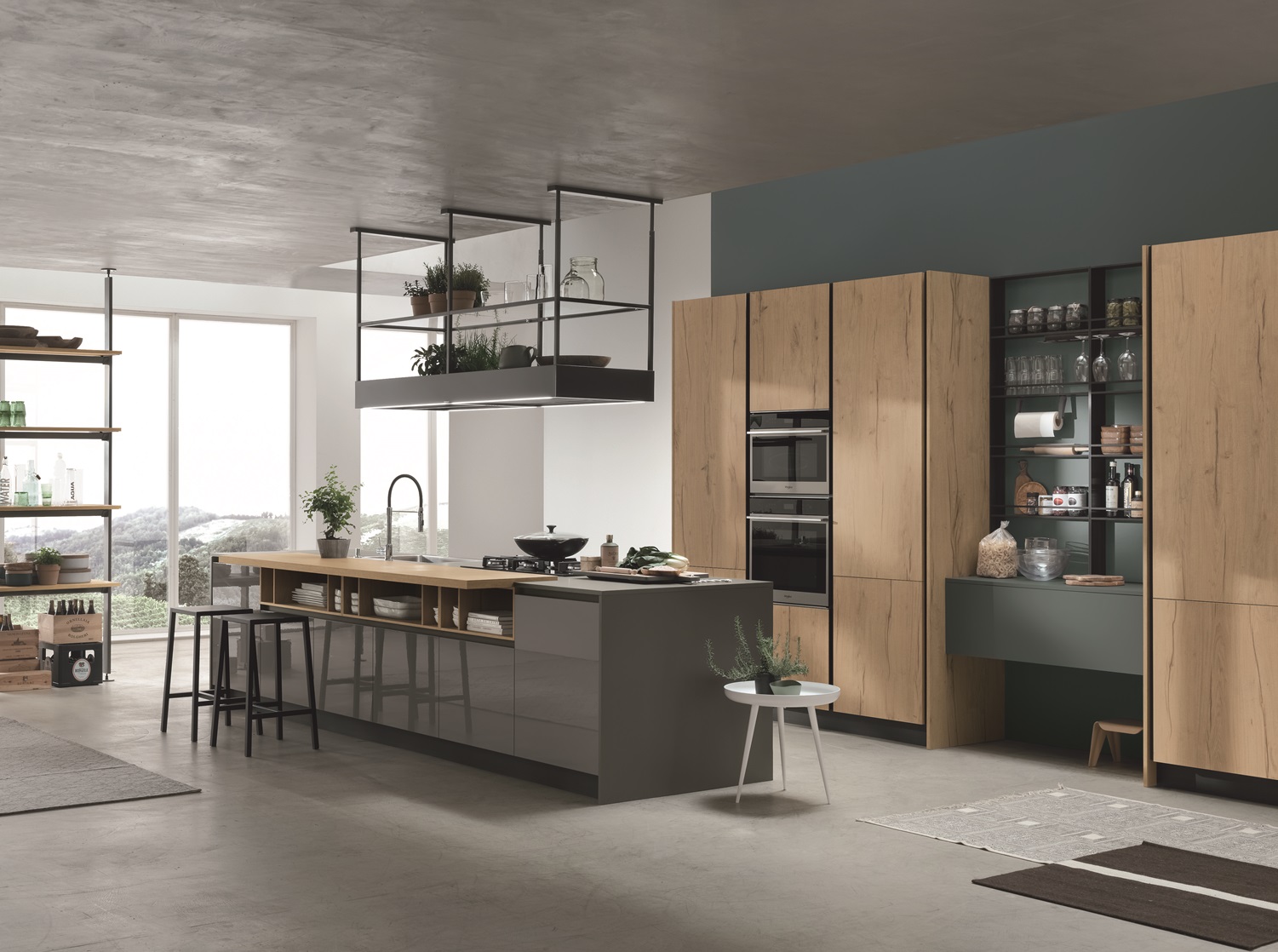 Cappe da cucina 5 Cucina Infinity con ampia isola centrale e cappa a vista