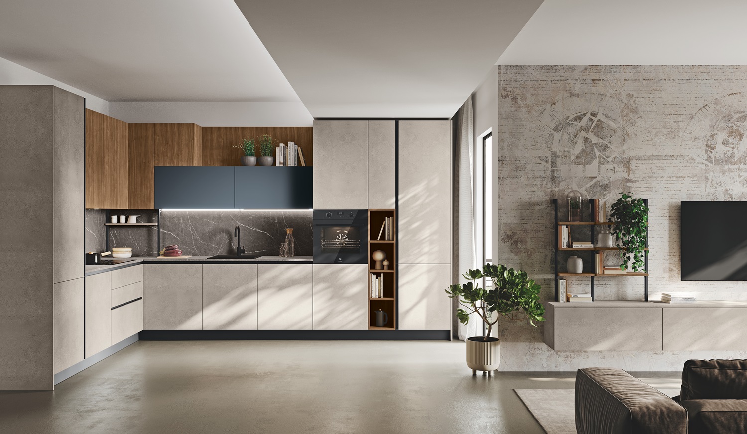 Cucina moderna con aperture a gola