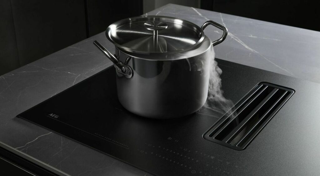 Cappe da cucina 8 Piano cottura in finitura opaca con cappa integrata