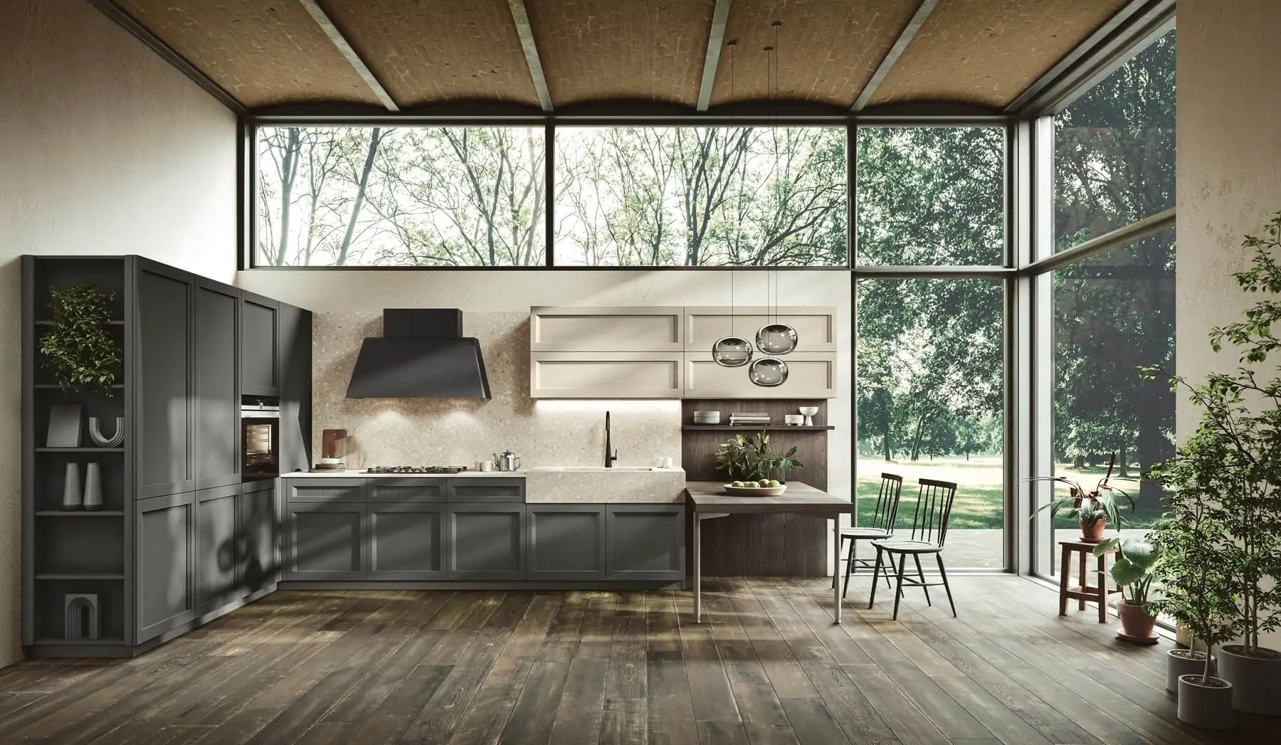 Stosa Palio: le nuove cucine moderne con anta a telaio 6 Cucina moderna Stosa Palio laccata con penisola