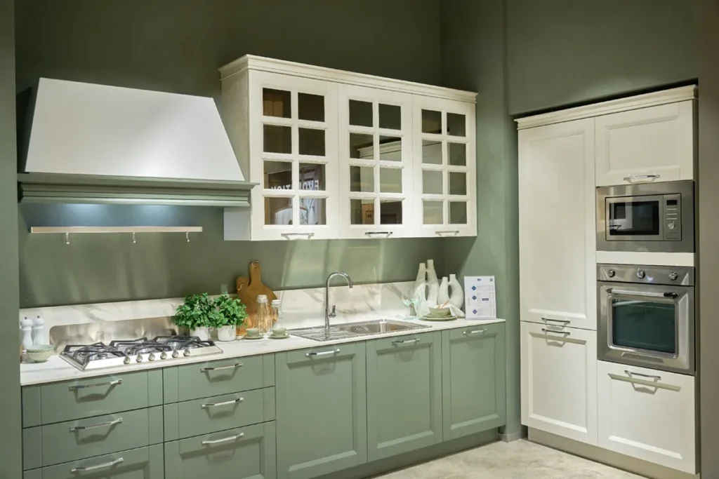 Cucina Stosa contemporanea verde menta