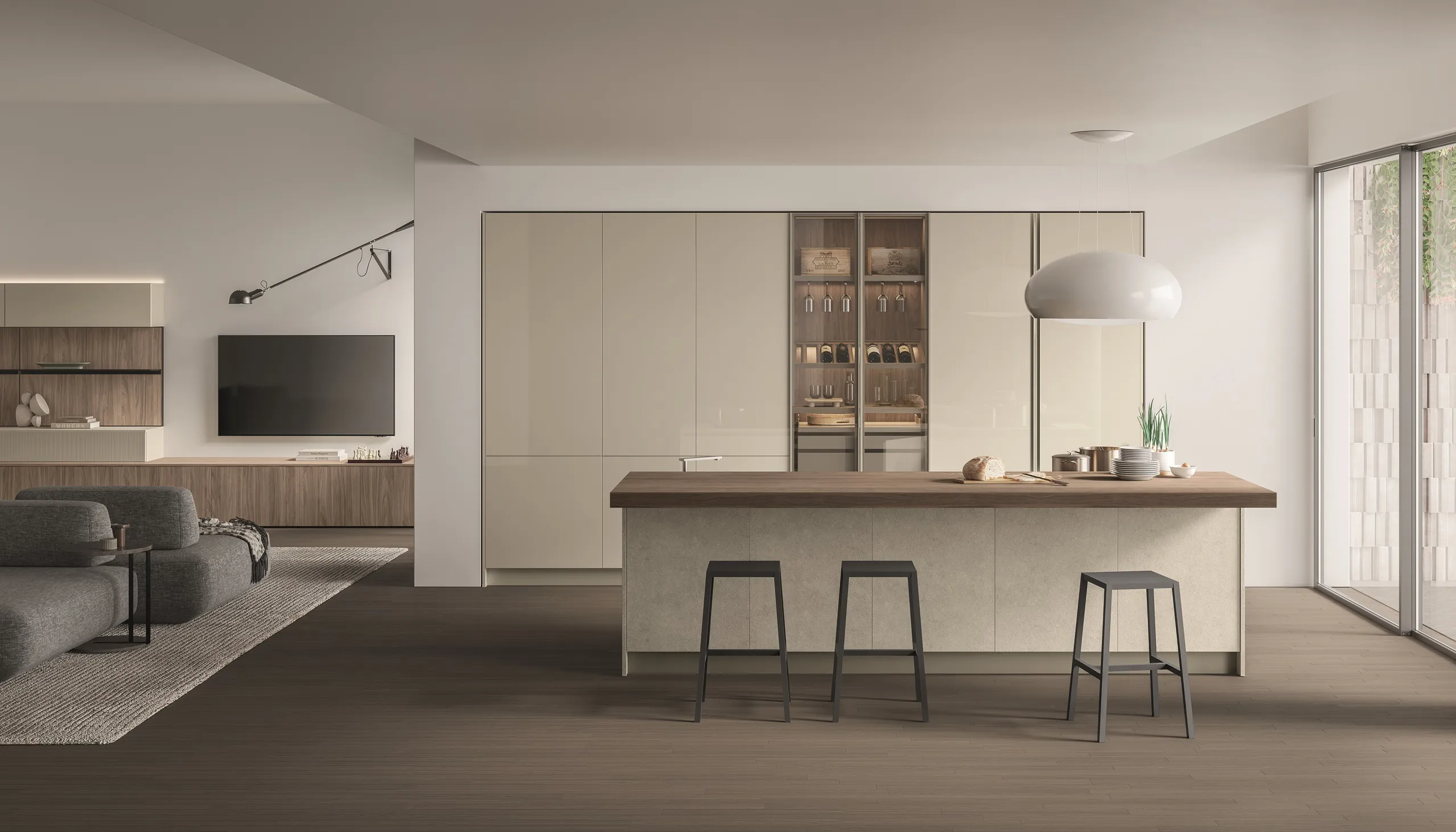Stosa Aliant: cucine moderne con anta in vetro e hpl 8 Cucina moderna con isola centrale Aliant e ColorTrend